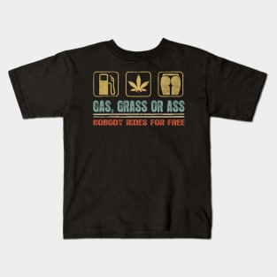 Vintage Gas, Grass or Ass T Shirt Funny Car Guy Shirt Kids T-Shirt